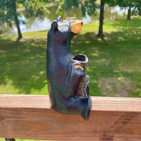BIG SKY CARVERS BEARFOOTS BLACK BEAR BUD VASE MATCH / PENCIL HOLDER JEFF FLEMING - Picture 3 of 6
